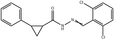 N-[(E)-(2,6-dichlorophenyl)methylideneamino]-2-phenylcyclopropane-1-carboxamide Struktur