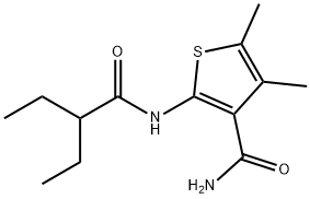 2-(2-ethylbutanoylamino)-4,5-dimethylthiophene-3-carboxamide Struktur