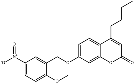 4-butyl-7-[(2-methoxy-5-nitrophenyl)methoxy]chromen-2-one Struktur