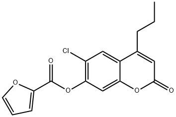 (6-chloro-2-oxo-4-propylchromen-7-yl) furan-2-carboxylate Struktur