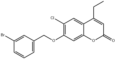 7-[(3-bromophenyl)methoxy]-6-chloro-4-ethylchromen-2-one Struktur