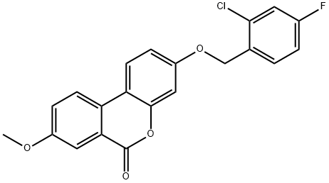 3-[(2-chloro-4-fluorophenyl)methoxy]-8-methoxybenzo[c]chromen-6-one Struktur