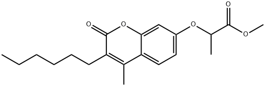 methyl 2-(3-hexyl-4-methyl-2-oxochromen-7-yl)oxypropanoate Struktur