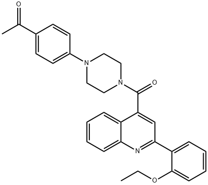 1-[4-[4-[2-(2-ethoxyphenyl)quinoline-4-carbonyl]piperazin-1-yl]phenyl]ethanone Struktur