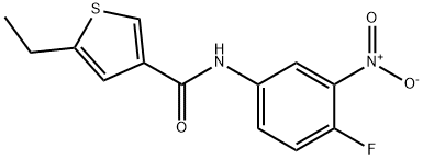 5-ethyl-N-(4-fluoro-3-nitrophenyl)thiophene-3-carboxamide Struktur