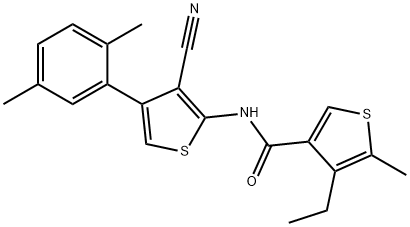 N-[3-cyano-4-(2,5-dimethylphenyl)thiophen-2-yl]-4-ethyl-5-methylthiophene-3-carboxamide Struktur