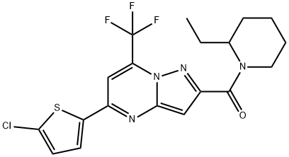 [5-(5-chlorothiophen-2-yl)-7-(trifluoromethyl)pyrazolo[1,5-a]pyrimidin-2-yl]-(2-ethylpiperidin-1-yl)methanone Struktur