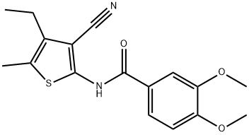 N-(3-cyano-4-ethyl-5-methylthiophen-2-yl)-3,4-dimethoxybenzamide Struktur