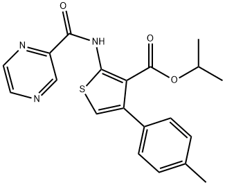 propan-2-yl 4-(4-methylphenyl)-2-(pyrazine-2-carbonylamino)thiophene-3-carboxylate Struktur