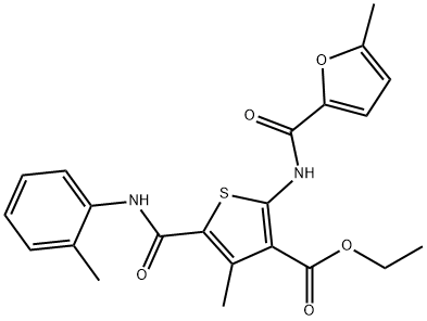 ethyl 4-methyl-2-[(5-methylfuran-2-carbonyl)amino]-5-[(2-methylphenyl)carbamoyl]thiophene-3-carboxylate Struktur