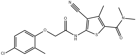 5-[[2-(4-chloro-2-methylphenoxy)acetyl]amino]-4-cyano-N,N,3-trimethylthiophene-2-carboxamide Struktur