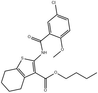 butyl 2-[(5-chloro-2-methoxybenzoyl)amino]-4,5,6,7-tetrahydro-1-benzothiophene-3-carboxylate Struktur