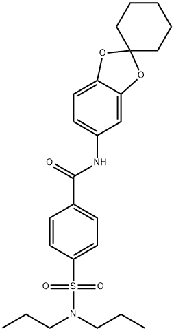 4-(dipropylsulfamoyl)-N-spiro[1,3-benzodioxole-2,1'-cyclohexane]-5-ylbenzamide Struktur