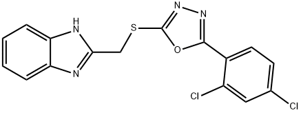 2-(1H-benzimidazol-2-ylmethylsulfanyl)-5-(2,4-dichlorophenyl)-1,3,4-oxadiazole Struktur