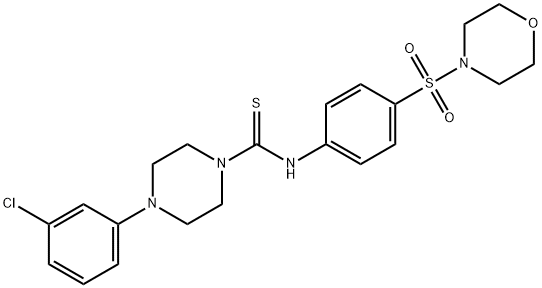 4-(3-chlorophenyl)-N-(4-morpholin-4-ylsulfonylphenyl)piperazine-1-carbothioamide Struktur