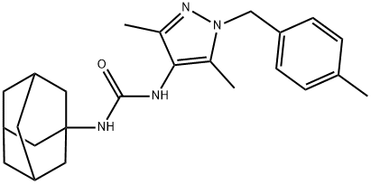 1-(1-adamantyl)-3-[3,5-dimethyl-1-[(4-methylphenyl)methyl]pyrazol-4-yl]urea Struktur