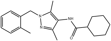 N-[3,5-dimethyl-1-[(2-methylphenyl)methyl]pyrazol-4-yl]cyclohexanecarboxamide Struktur