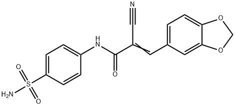 (E)-3-(1,3-benzodioxol-5-yl)-2-cyano-N-(4-sulfamoylphenyl)prop-2-enamide Struktur