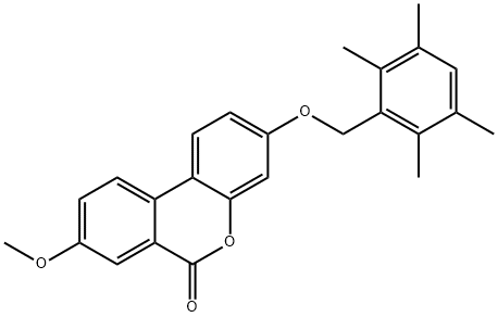 8-methoxy-3-[(2,3,5,6-tetramethylphenyl)methoxy]benzo[c]chromen-6-one Struktur