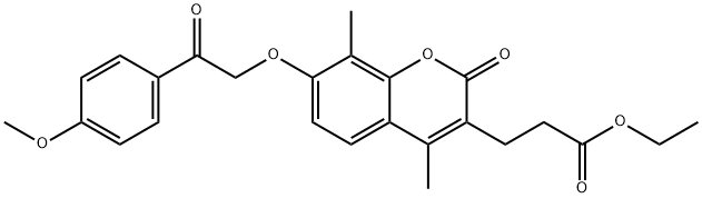 ethyl 3-[7-[2-(4-methoxyphenyl)-2-oxoethoxy]-4,8-dimethyl-2-oxochromen-3-yl]propanoate Struktur