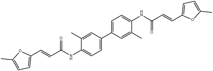 (E)-3-(5-methylfuran-2-yl)-N-[2-methyl-4-[3-methyl-4-[[(E)-3-(5-methylfuran-2-yl)prop-2-enoyl]amino]phenyl]phenyl]prop-2-enamide Struktur