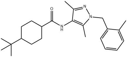 4-tert-butyl-N-[3,5-dimethyl-1-[(2-methylphenyl)methyl]pyrazol-4-yl]cyclohexane-1-carboxamide Struktur