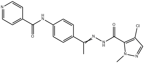 N-[4-[(E)-N-[(4-chloro-2-methylpyrazole-3-carbonyl)amino]-C-methylcarbonimidoyl]phenyl]pyridine-4-carboxamide Struktur