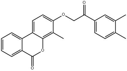 3-[2-(3,4-dimethylphenyl)-2-oxoethoxy]-4-methylbenzo[c]chromen-6-one Struktur