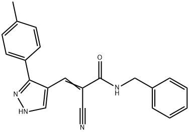 (Z)-N-benzyl-2-cyano-3-[5-(4-methylphenyl)-1H-pyrazol-4-yl]prop-2-enamide Struktur