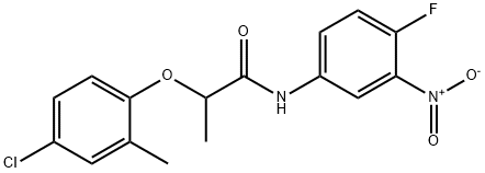 2-(4-chloro-2-methylphenoxy)-N-(4-fluoro-3-nitrophenyl)propanamide Struktur