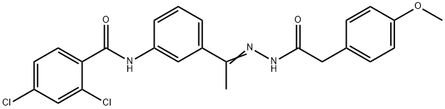 2,4-dichloro-N-[3-[(Z)-N-[[2-(4-methoxyphenyl)acetyl]amino]-C-methylcarbonimidoyl]phenyl]benzamide Struktur