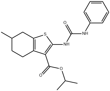 propan-2-yl 6-methyl-2-(phenylcarbamoylamino)-4,5,6,7-tetrahydro-1-benzothiophene-3-carboxylate Struktur