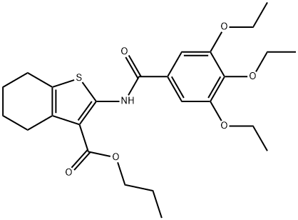 propyl 2-[(3,4,5-triethoxybenzoyl)amino]-4,5,6,7-tetrahydro-1-benzothiophene-3-carboxylate Struktur