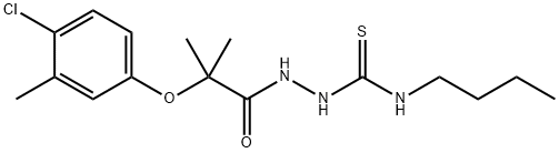 1-butyl-3-[[2-(4-chloro-3-methylphenoxy)-2-methylpropanoyl]amino]thiourea Struktur