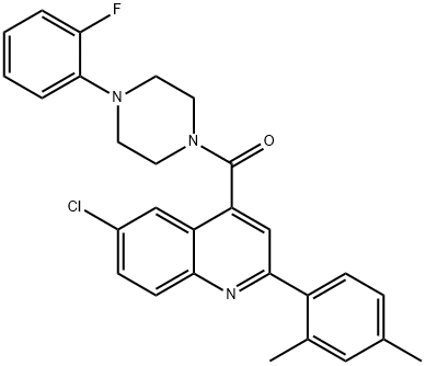 [6-chloro-2-(2,4-dimethylphenyl)quinolin-4-yl]-[4-(2-fluorophenyl)piperazin-1-yl]methanone Struktur