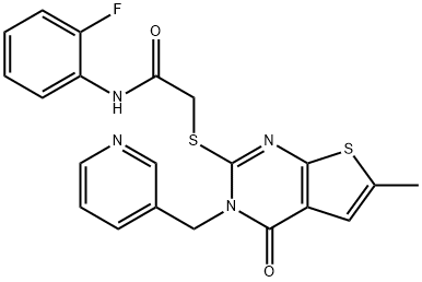 N-(2-fluorophenyl)-2-[6-methyl-4-oxo-3-(pyridin-3-ylmethyl)thieno[2,3-d]pyrimidin-2-yl]sulfanylacetamide Struktur