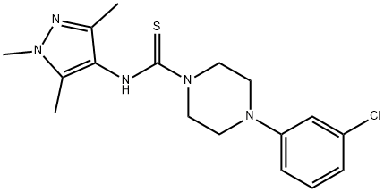 4-(3-chlorophenyl)-N-(1,3,5-trimethylpyrazol-4-yl)piperazine-1-carbothioamide Struktur