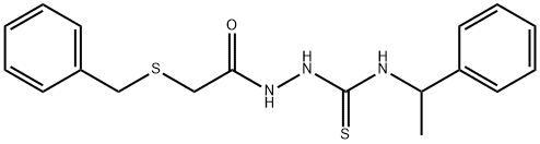 1-[(2-benzylsulfanylacetyl)amino]-3-(1-phenylethyl)thiourea Struktur