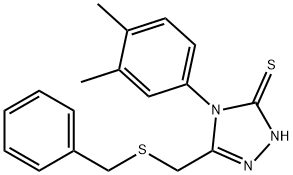 3-(benzylsulfanylmethyl)-4-(3,4-dimethylphenyl)-1H-1,2,4-triazole-5-thione Struktur