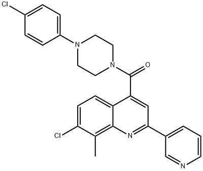 (7-chloro-8-methyl-2-pyridin-3-ylquinolin-4-yl)-[4-(4-chlorophenyl)piperazin-1-yl]methanone Struktur