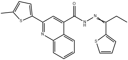 2-(5-methylthiophen-2-yl)-N-[(E)-1-thiophen-2-ylpropylideneamino]quinoline-4-carboxamide Struktur