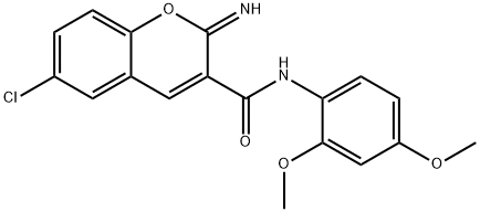 6-chloro-N-(2,4-dimethoxyphenyl)-2-iminochromene-3-carboxamide Struktur