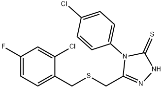 3-[(2-chloro-4-fluorophenyl)methylsulfanylmethyl]-4-(4-chlorophenyl)-1H-1,2,4-triazole-5-thione Struktur