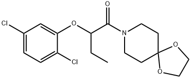 2-(2,5-dichlorophenoxy)-1-(1,4-dioxa-8-azaspiro[4.5]decan-8-yl)butan-1-one Struktur