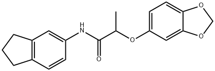 2-(1,3-benzodioxol-5-yloxy)-N-(2,3-dihydro-1H-inden-5-yl)propanamide Struktur