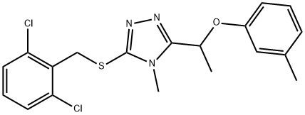 3-[(2,6-dichlorophenyl)methylsulfanyl]-4-methyl-5-[1-(3-methylphenoxy)ethyl]-1,2,4-triazole Struktur