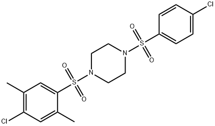 1-(4-chloro-2,5-dimethylphenyl)sulfonyl-4-(4-chlorophenyl)sulfonylpiperazine Struktur