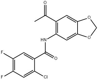 N-(6-acetyl-1,3-benzodioxol-5-yl)-2-chloro-4,5-difluorobenzamide Struktur