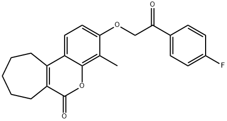 3-[2-(4-fluorophenyl)-2-oxoethoxy]-4-methyl-8,9,10,11-tetrahydro-7H-cyclohepta[c]chromen-6-one Struktur