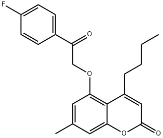 4-butyl-5-[2-(4-fluorophenyl)-2-oxoethoxy]-7-methylchromen-2-one Struktur